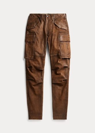 Καφέ γυναικείο παντελόνι Cargo Ralph Lauren Skinny Leather