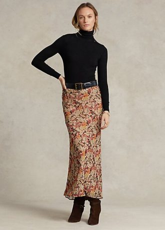 Flower Γυναικείες φούστες Georgette Ralph Lauren Floral τσαλακωμένες