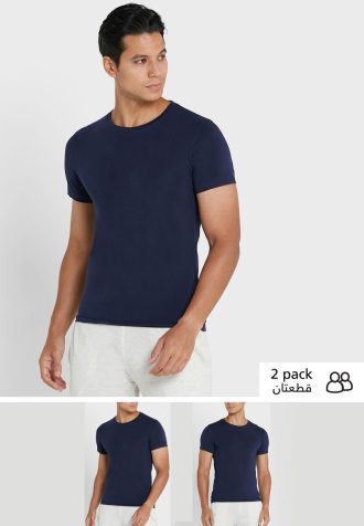 Ανδρικά μπλουζάκια Navy 2 Pack Essential με λαιμόκοψη
