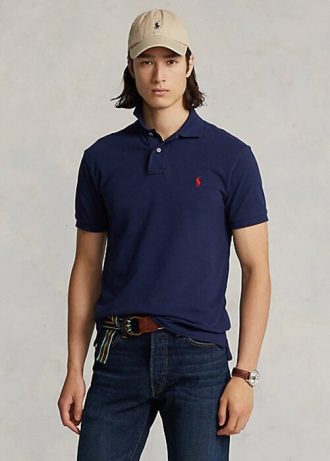 Ανδρικά μπλουζάκια πόλο Navy Ralph Lauren The Iconic Mesh