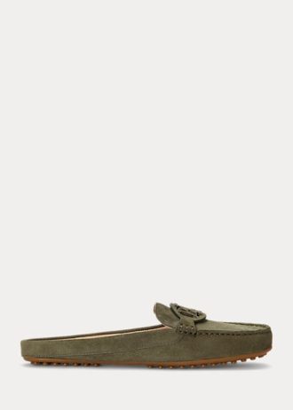 Olive γυναικεία παπούτσια για ίσια παπούτσια Ralph Lauren Brynn Suede Driver