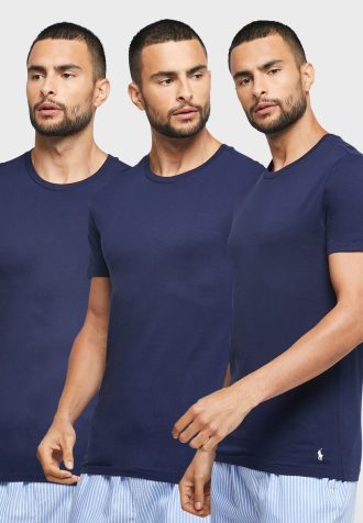 Ανδρικά μπλουζάκια Ralph Lauren 3 Πακέτα Navy Ανδρικά μπλουζάκια Crew Neck