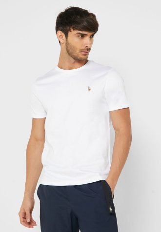 Λευκό ανδρικό μπλουζάκι Ralph Lauren Essential Crew Neck T