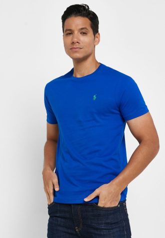 Μπλε ανδρικά μπλουζάκια Ralph Lauren Essential Crew Neck T