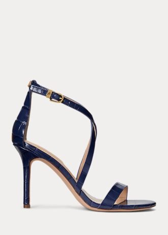 Γυναικεία δερμάτινα πέδιλα Ralph Lauren Gabriele Navy