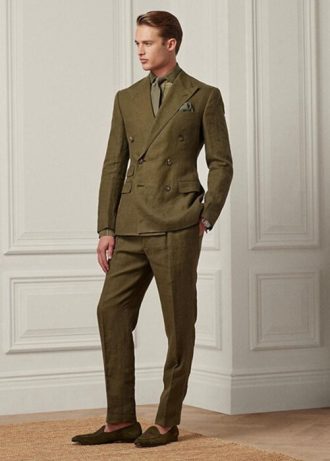Ανδρικό παντελόνι από λινό Ralph Lauren Gregory Olive
