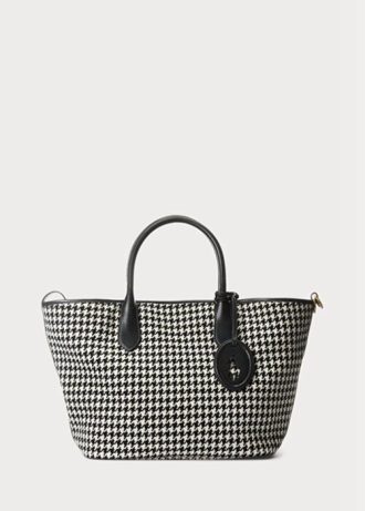 Μαύρη γυναικεία τσάντα Ralph Lauren Houndstooth Medium Bellport