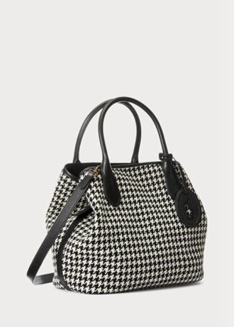 Μαύρη γυναικεία τσάντα Ralph Lauren Houndstooth Medium Bellport