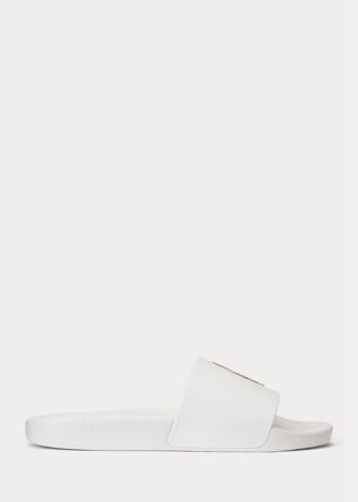 Λευκές ανδρικές παντόφλες Ralph Lauren Polo Bear