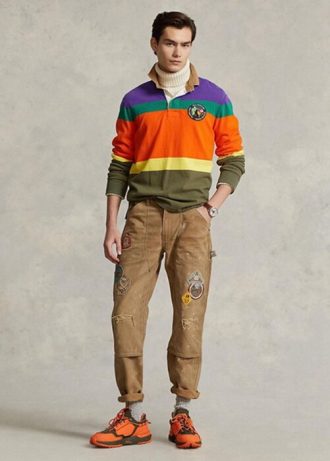 Καφέ ανδρικό παντελόνι Ralph Lauren Relaxed Fit Distressed Canvas