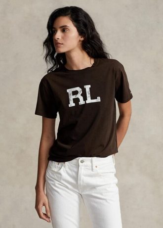 Καφέ γυναικεία μπλουζάκια με λογότυπο Ralph Lauren Rl