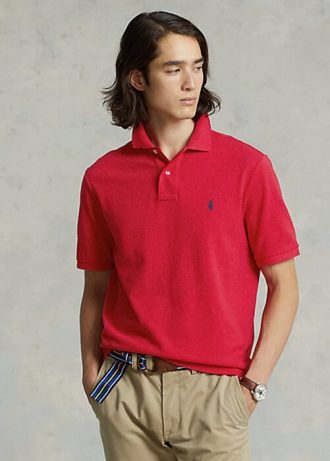 Κόκκινα ανδρικά μπλουζάκια πόλο Ralph Lauren The Iconic Mesh