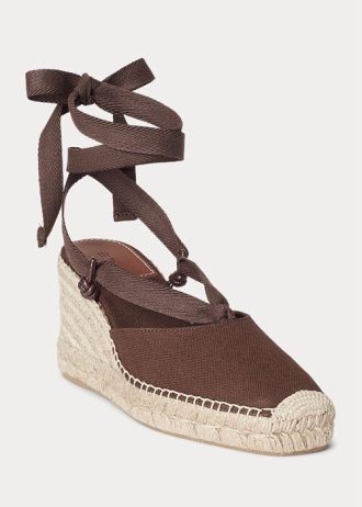 Γυναικεία σοκολάτα Ralph Lauren καμβά Wedge Espadrille