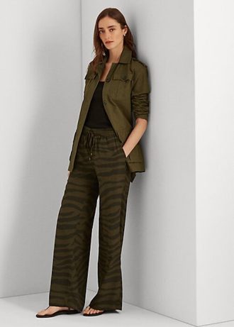 Γυναικείο παντελόνι με φαρδύ πόδι κρεπ Ralph Lauren Zebra-Print της Olive
