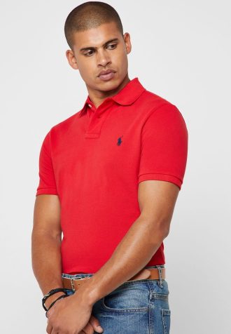 Red ανδρικά μπλουζάκια πόλο Ralph Lauren Basic Mesh