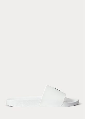 Λευκές / Ναυτικές ανδρικές παντόφλες πόνυ Signature Ralph Lauren